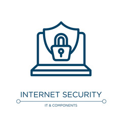 Internet security icon. Linear vector illustration from computer functions collection. Outline internet security icon vector. Thin line symbol for use on web and mobile apps, logo, print media.