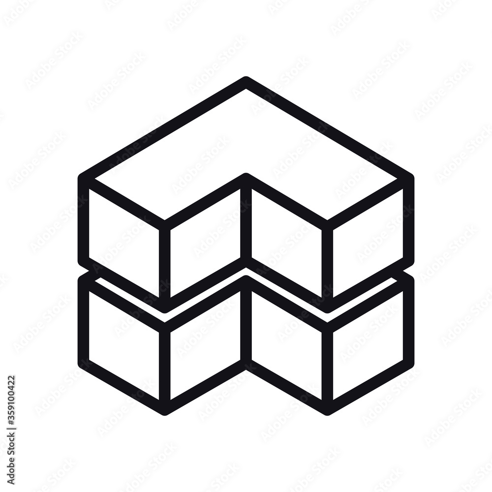 Poster geometric and abstract 3d cube line style icon vector design