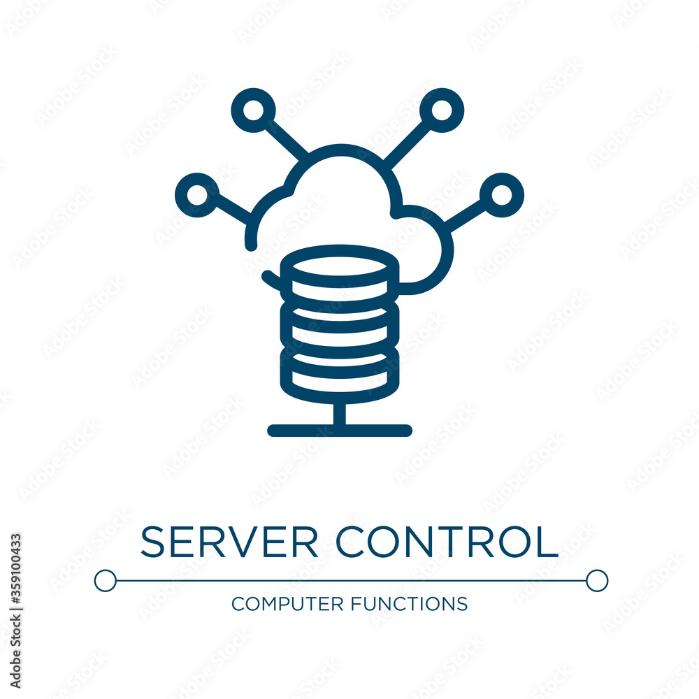 Poster server control icon. linear vector illustration from network architecture collection. outline server