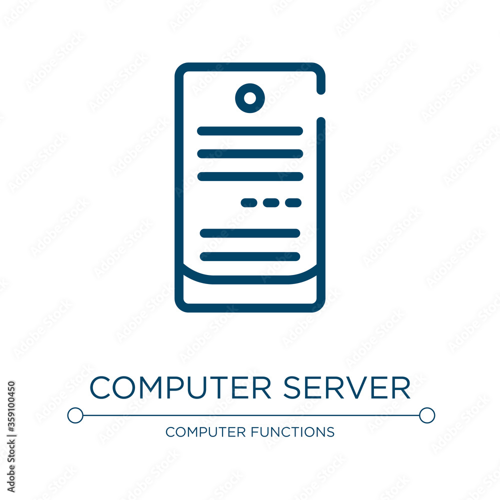 Poster computer server icon. linear vector illustration from network architecture collection. outline compu