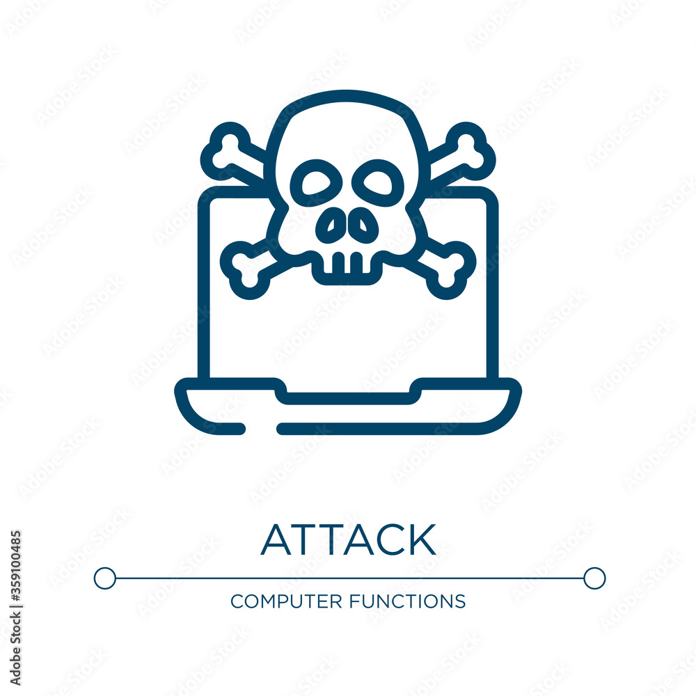 Poster attack icon. linear vector illustration from internet security collection. outline attack icon vecto