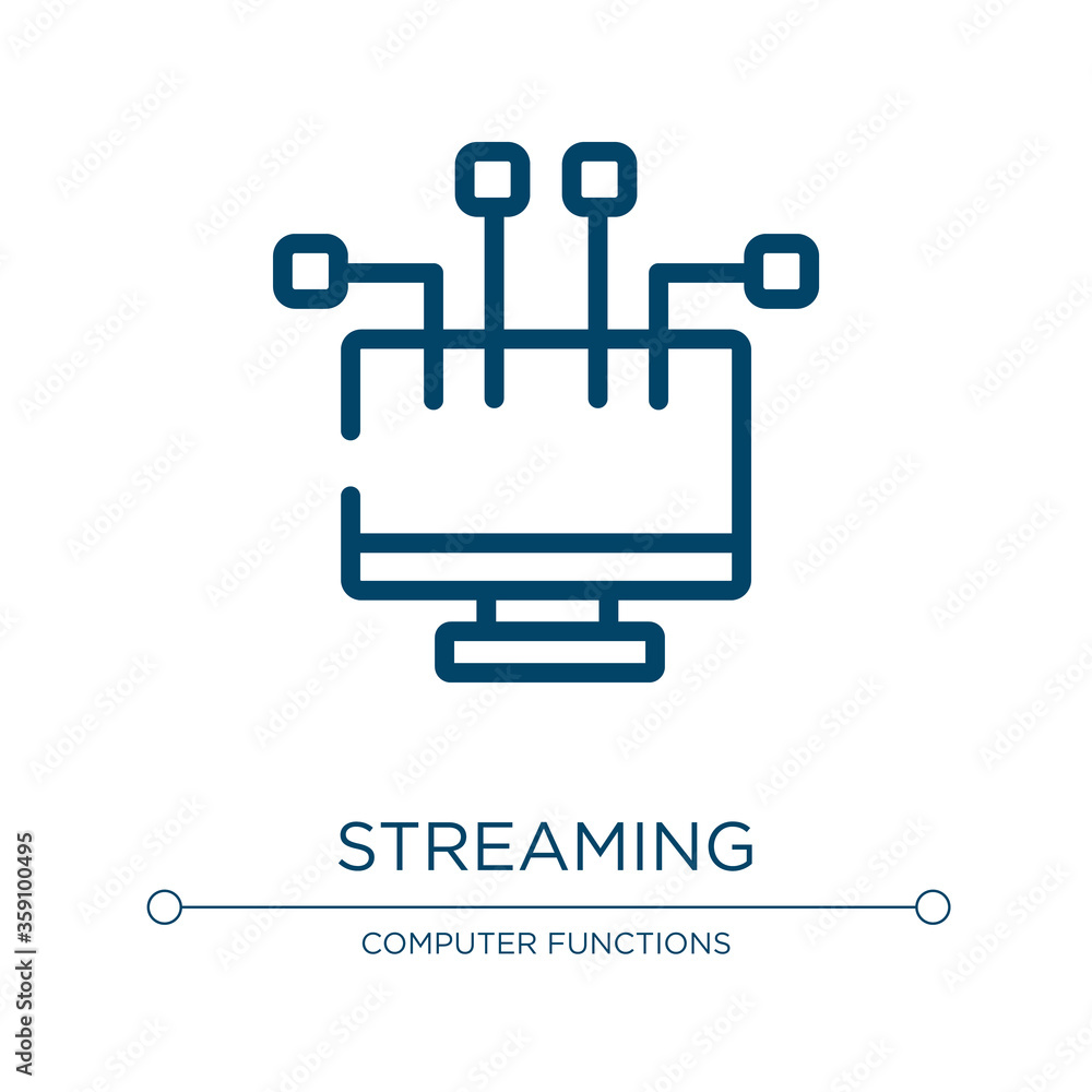 Poster streaming icon. linear vector illustration from computer technology collection. outline streaming ic