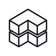 geometric and abstract 3d cube line style icon vector design
