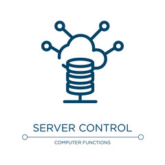 Server control icon. Linear vector illustration from network architecture collection. Outline server control icon vector. Thin line symbol for use on web and mobile apps, logo, print media.
