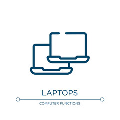 Laptops icon. Linear vector illustration from network architecture collection. Outline laptops icon vector. Thin line symbol for use on web and mobile apps, logo, print media.