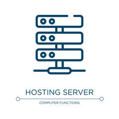 Hosting server icon. Linear vector illustration from network architecture collection. Outline hosting server icon vector. Thin line symbol for use on web and mobile apps, logo, print media.