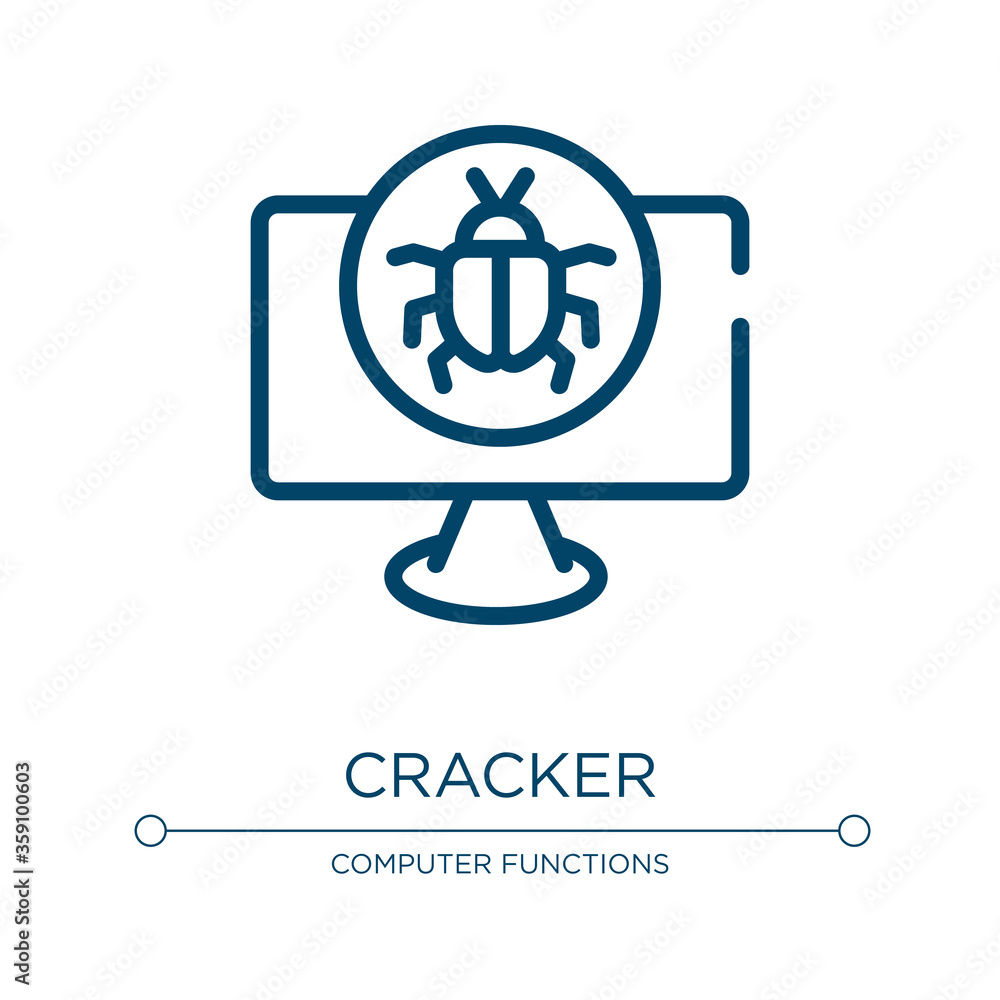 Poster cracker icon. linear vector illustration from web and hacker collection. outline cracker icon vector