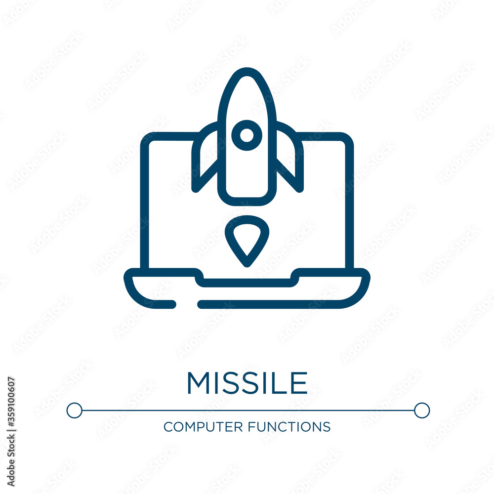 Poster missile icon. linear vector illustration from web and hacker collection. outline missile icon vector