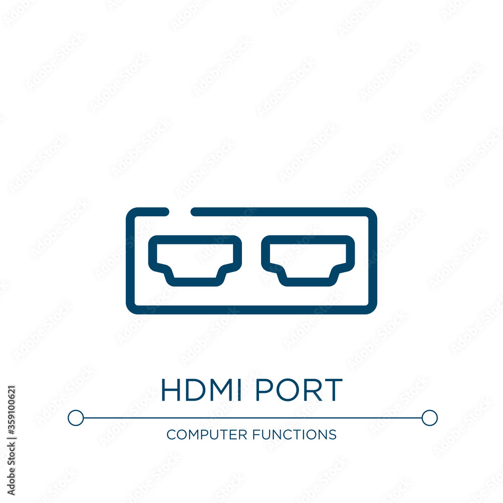 Poster hdmi port icon. linear vector illustration from television collection. outline hdmi port icon vector