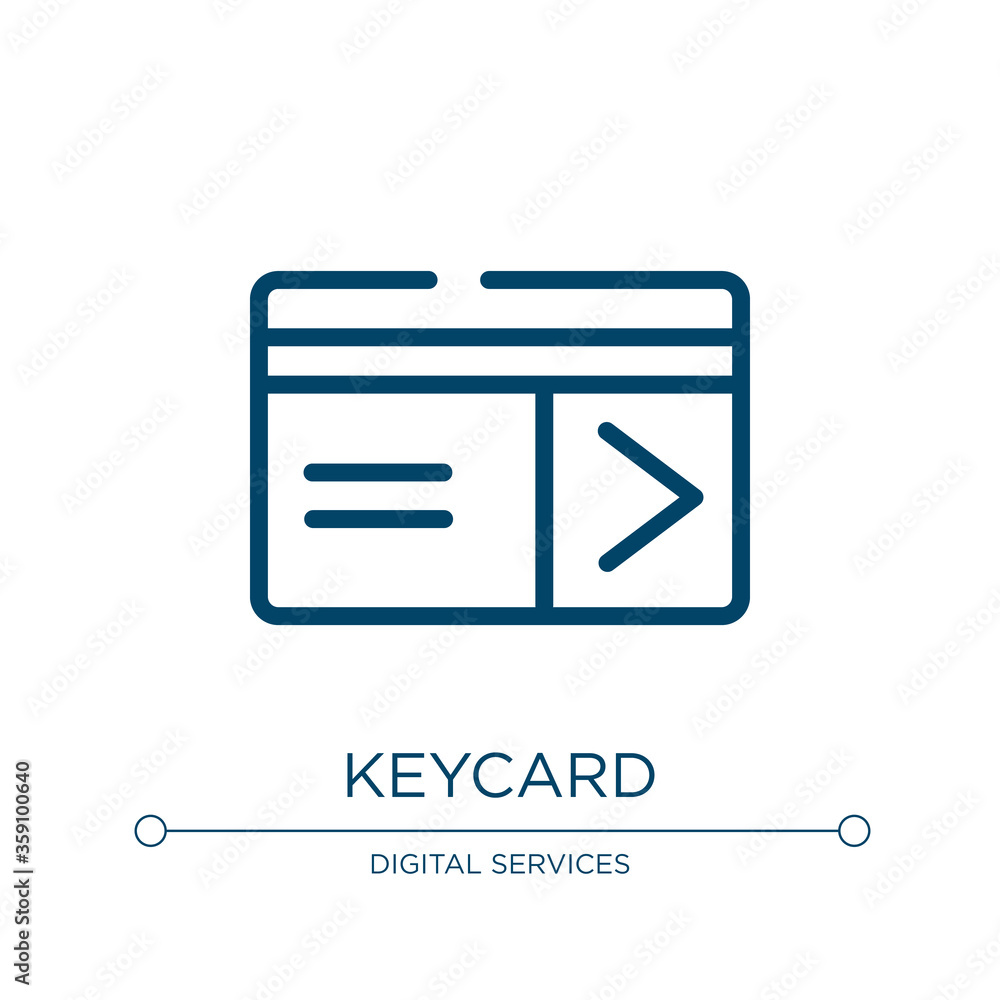 Poster keycard icon. linear vector illustration from smart house collection. outline keycard icon vector. t