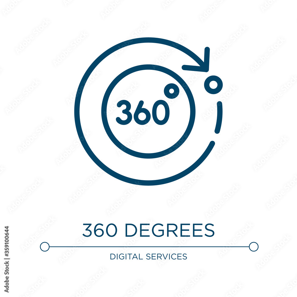 Poster 360 degrees icon. linear vector illustration from technology collection. outline 360 degrees icon ve