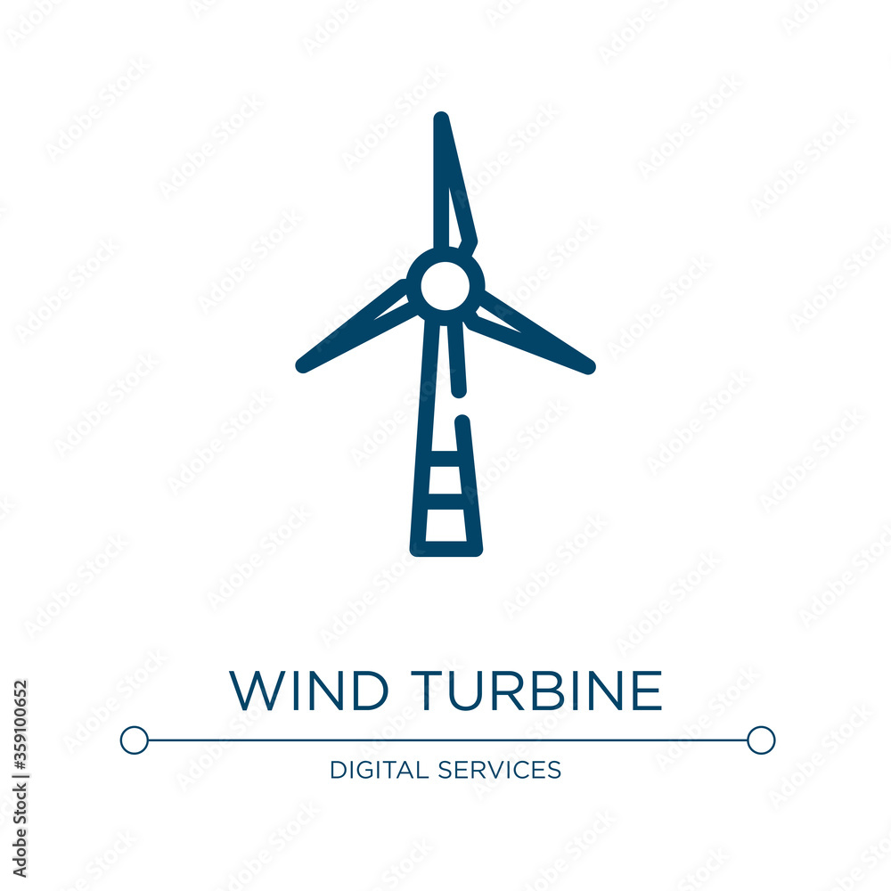 Poster wind turbine icon. linear vector illustration from technology collection. outline wind turbine icon 