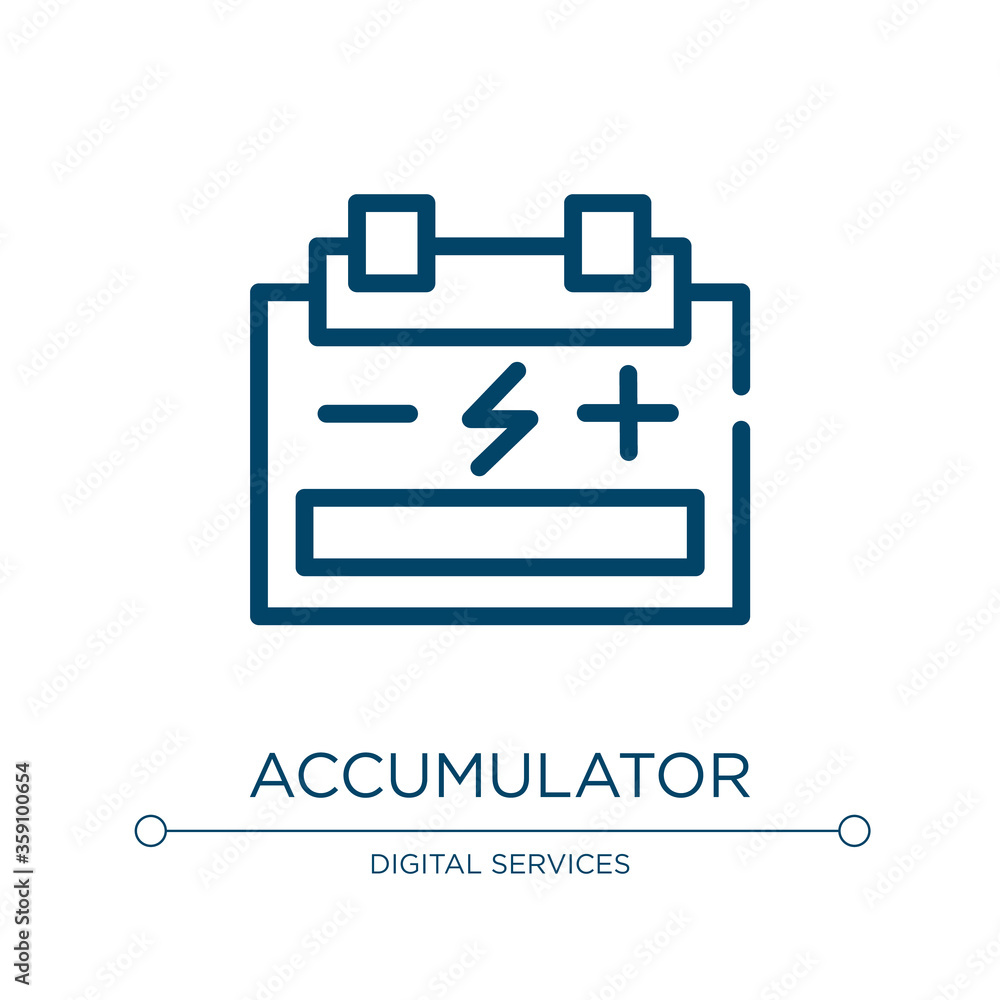 Poster accumulator icon. linear vector illustration from technology collection. outline accumulator icon ve