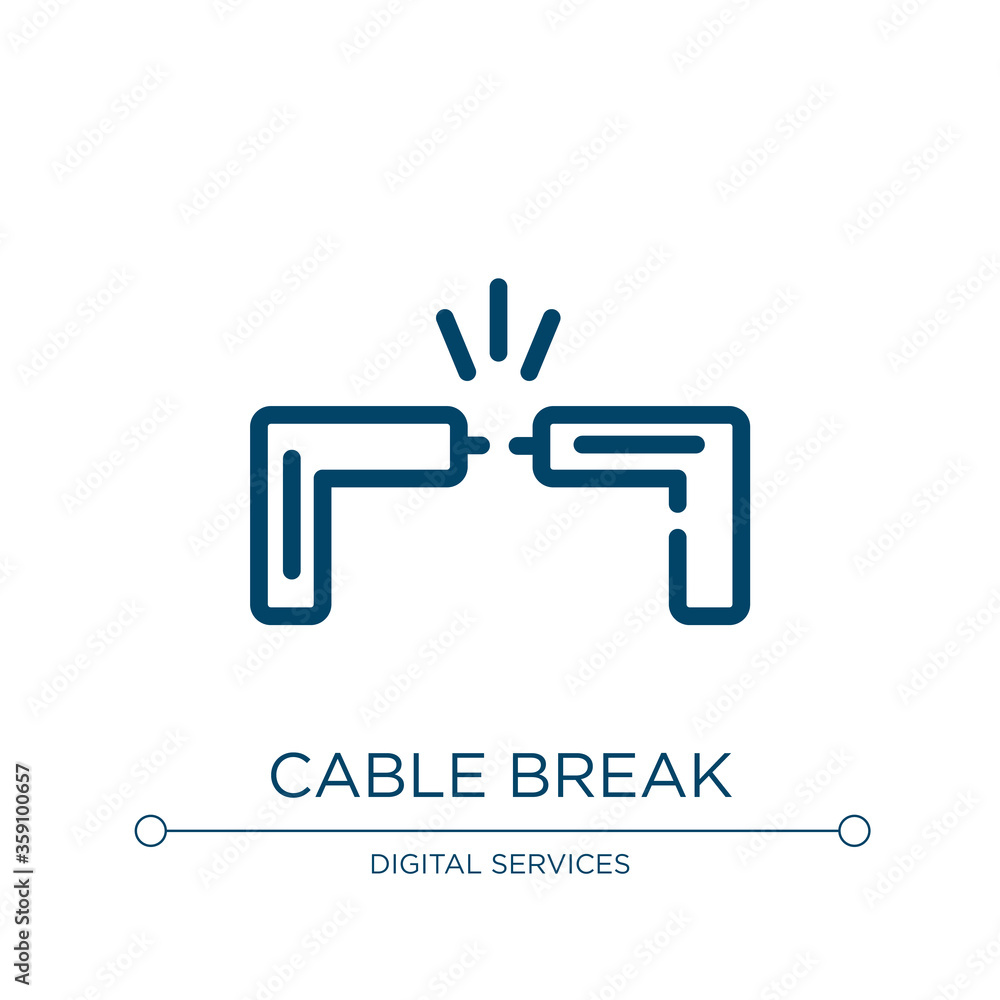 Poster cable break icon. linear vector illustration from computer collection. outline cable break icon vect