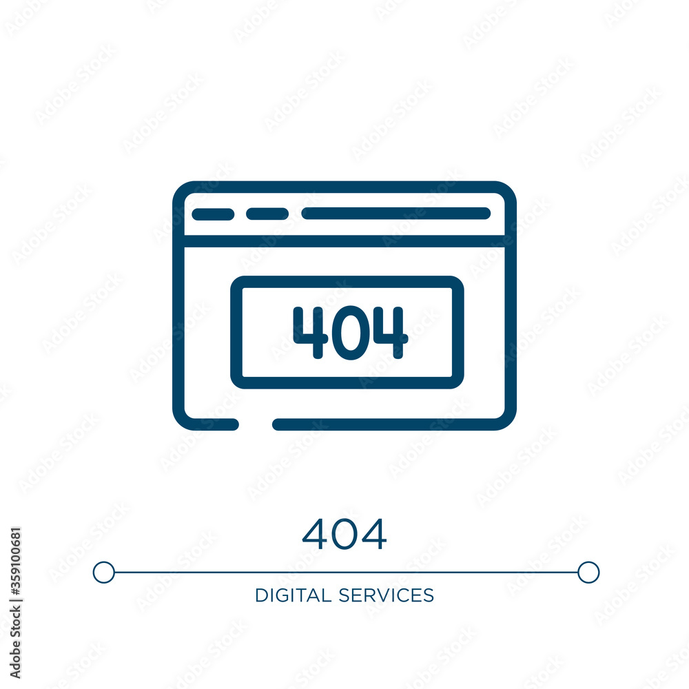 Aufkleber 404 icon. linear vector illustration from laptop browser collection. outline 404 icon vector. thin l