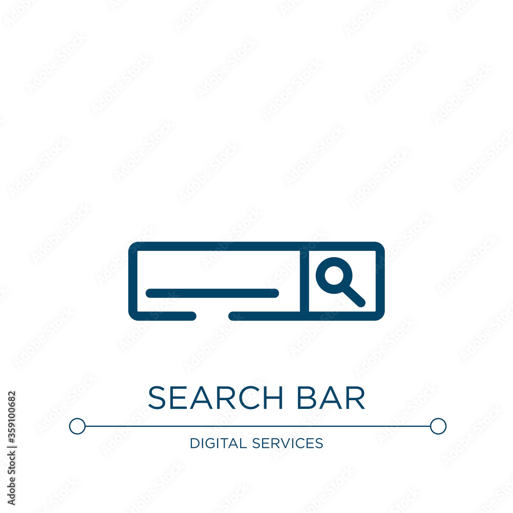 Poster search bar icon. linear vector illustration from laptop browser collection. outline search bar icon 