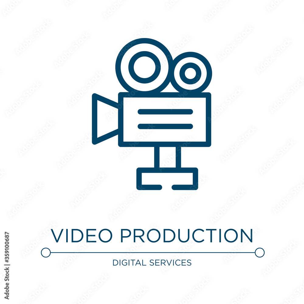 Poster video production icon. linear vector illustration from digital services collection. outline video pr