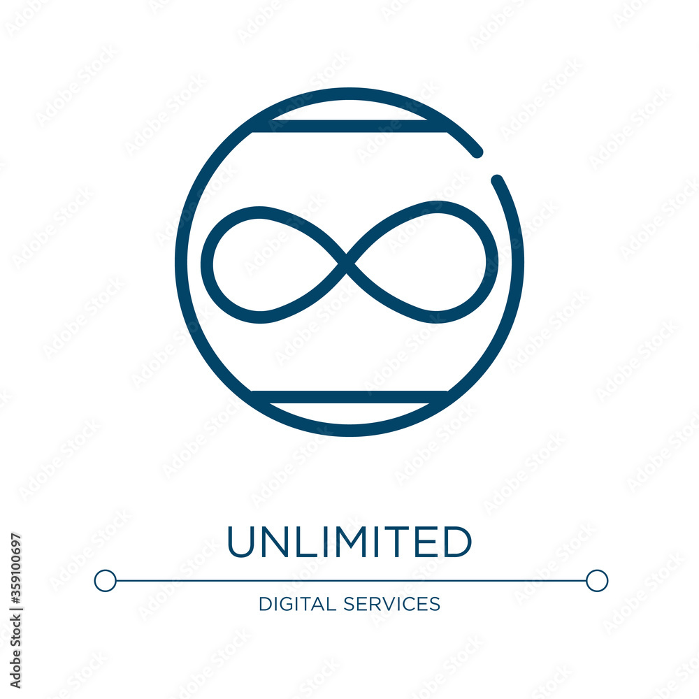 Poster unlimited icon. linear vector illustration from big data collection. outline unlimited icon vector. 