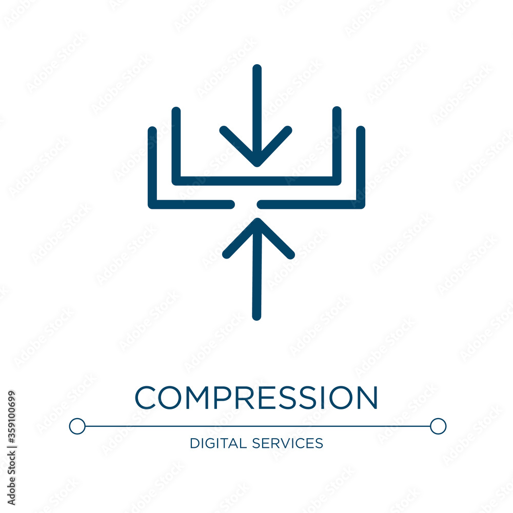 Poster compression icon. linear vector illustration from big data collection. outline compression icon vect