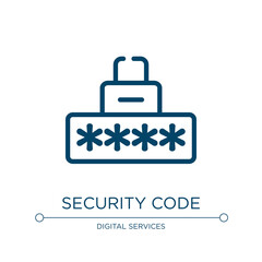 Security code icon. Linear vector illustration from smart house collection. Outline security code icon vector. Thin line symbol for use on web and mobile apps, logo, print media.