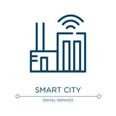 Smart city icon. Linear vector illustration from technology collection. Outline smart city icon vector. Thin line symbol for use on web and mobile apps, logo, print media.