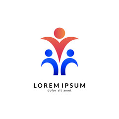 People logo design vector illustration, human care symbol, happy family icon, community foundation