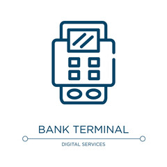 Bank terminal icon. Linear vector illustration from technology collection. Outline bank terminal icon vector. Thin line symbol for use on web and mobile apps, logo, print media.
