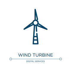 Wind turbine icon. Linear vector illustration from technology collection. Outline wind turbine icon vector. Thin line symbol for use on web and mobile apps, logo, print media.