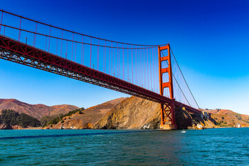It's Golden Gate Bridge, suspension bridge between San Francisco Bay and the Pacific Ocean, San Francisco, California, United States of America