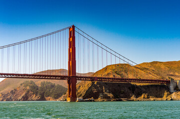 It's Golden Gate Bridge, suspension bridge between San Francisco Bay and the Pacific Ocean, San Francisco, California, United States of America