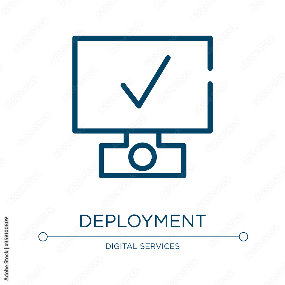 Poster deployment icon. linear vector illustration from testing software collection. outline deployment ico