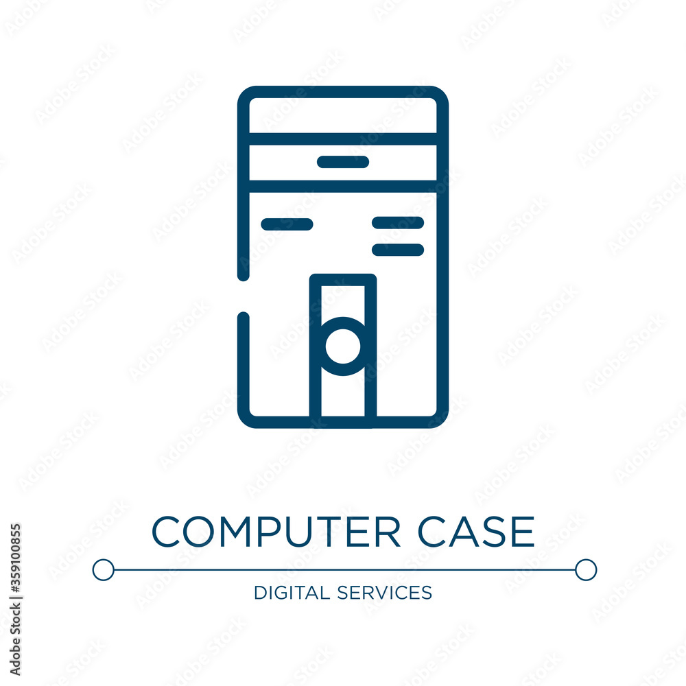 Poster computer case icon. linear vector illustration from information technology collection. outline compu