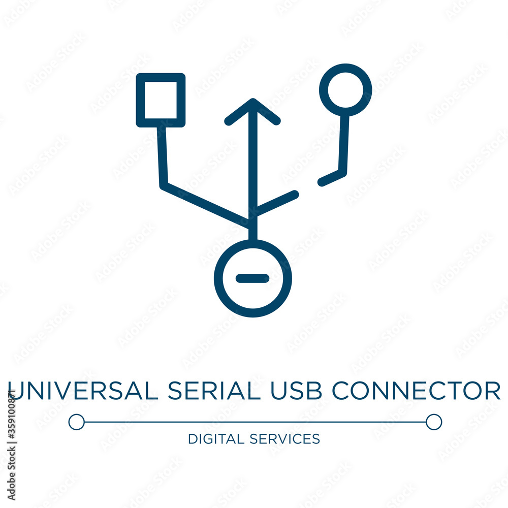 Poster universal serial usb connector icon. linear vector illustration from computer icons collection. outl