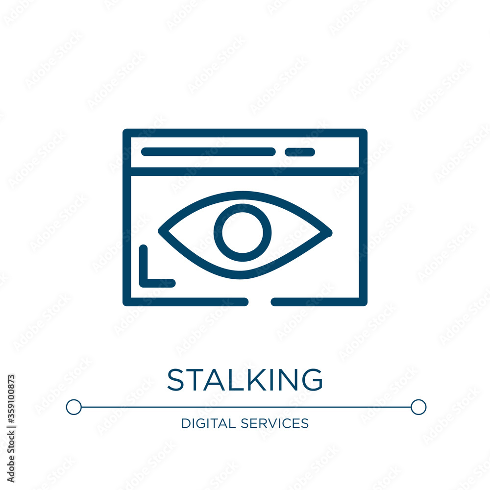 Poster stalking icon. linear vector illustration from cyber crimes collection. outline stalking icon vector
