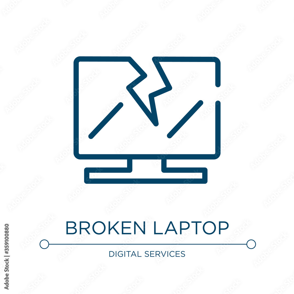 Poster broken laptop icon. linear vector illustration from computer icons collection. outline broken laptop