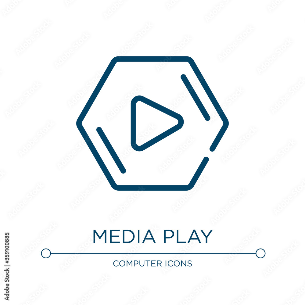 Poster media play symbol icon. linear vector illustration from computer and media collection. outline media
