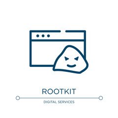 Rootkit icon. Linear vector illustration from cyber crimes collection. Outline rootkit icon vector. Thin line symbol for use on web and mobile apps, logo, print media.