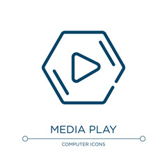 Media play symbol icon. Linear vector illustration from computer and media collection. Outline media play symbol icon vector. Thin line symbol for use on web and mobile apps, logo, print media.