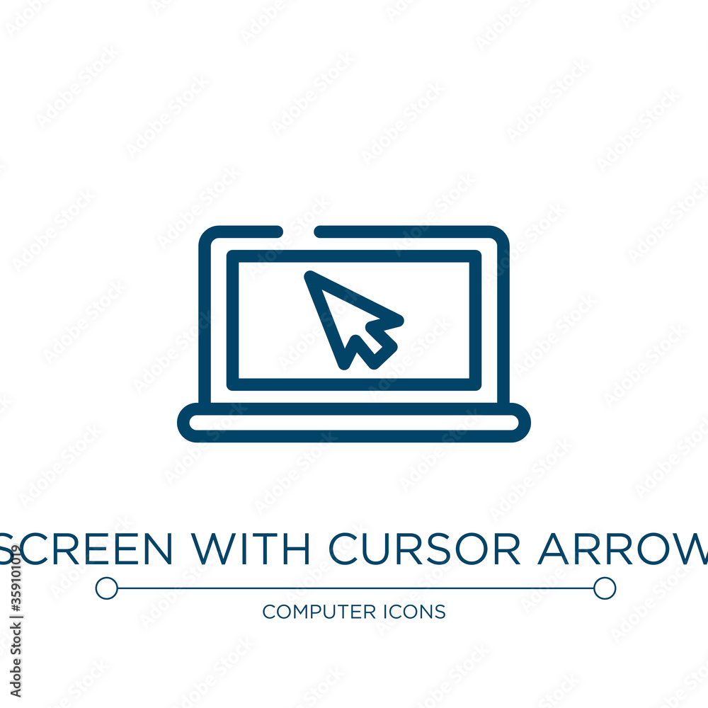 Poster screen with cursor arrow icon. linear vector illustration from modern screen collection. outline scr
