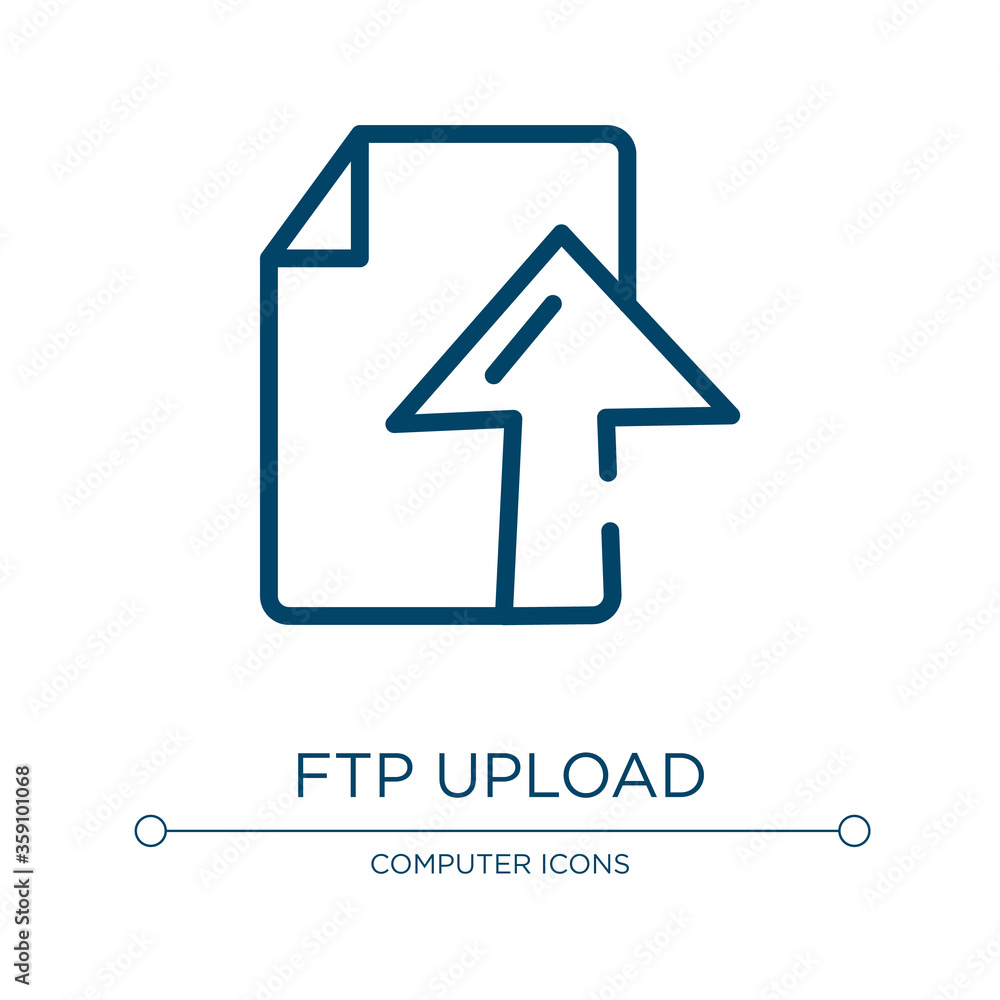 Poster ftp upload icon. linear vector illustration from cloud computing collection. outline ftp upload icon