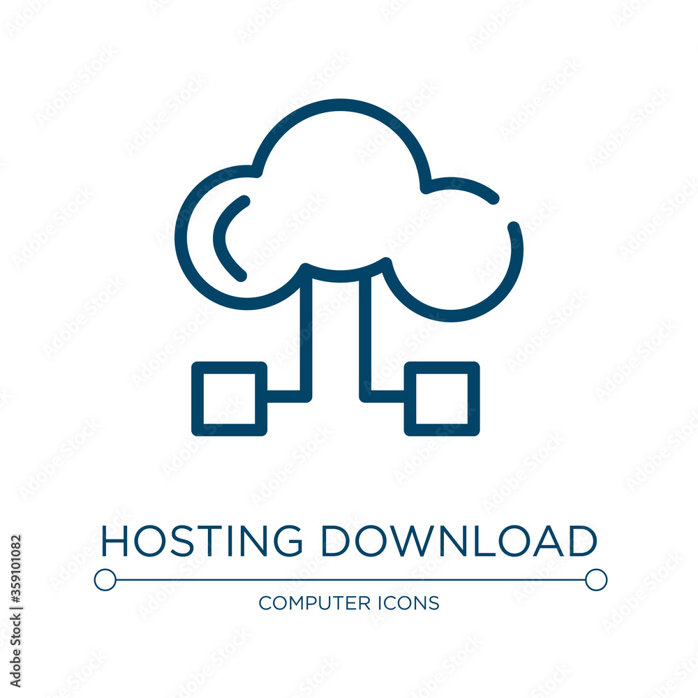 Poster hosting download icon. linear vector illustration from cloud computing collection. outline hosting d