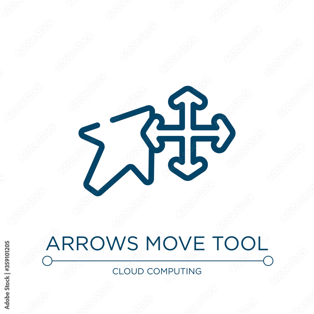 Poster arrows move tool icon. linear vector illustration from cursors and pointers collection. outline arro