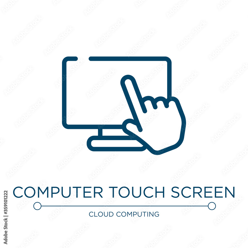 Aufkleber computer touch screen icon. linear vector illustration from computer and media collection. outline c