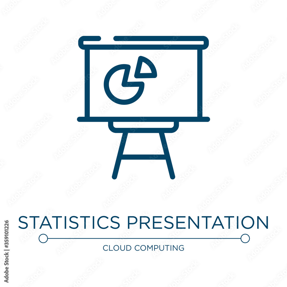 Poster statistics presentation icon. linear vector illustration from computer and media collection. outline