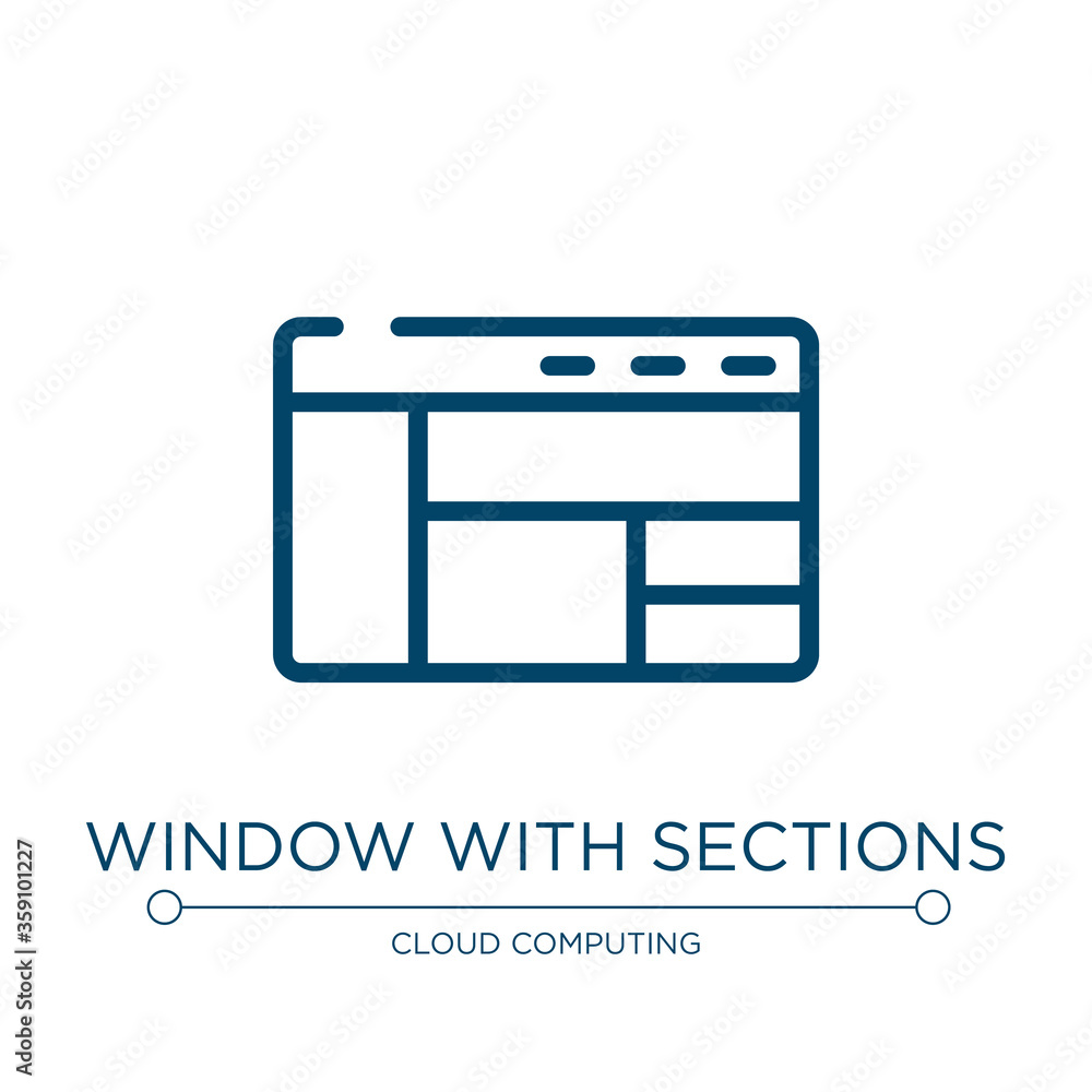 Poster window with sections icon. linear vector illustration from computer and media collection. outline wi