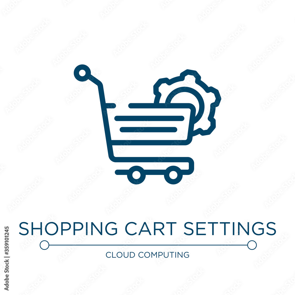 Poster shopping cart settings icon. linear vector illustration from computer and media collection. outline 
