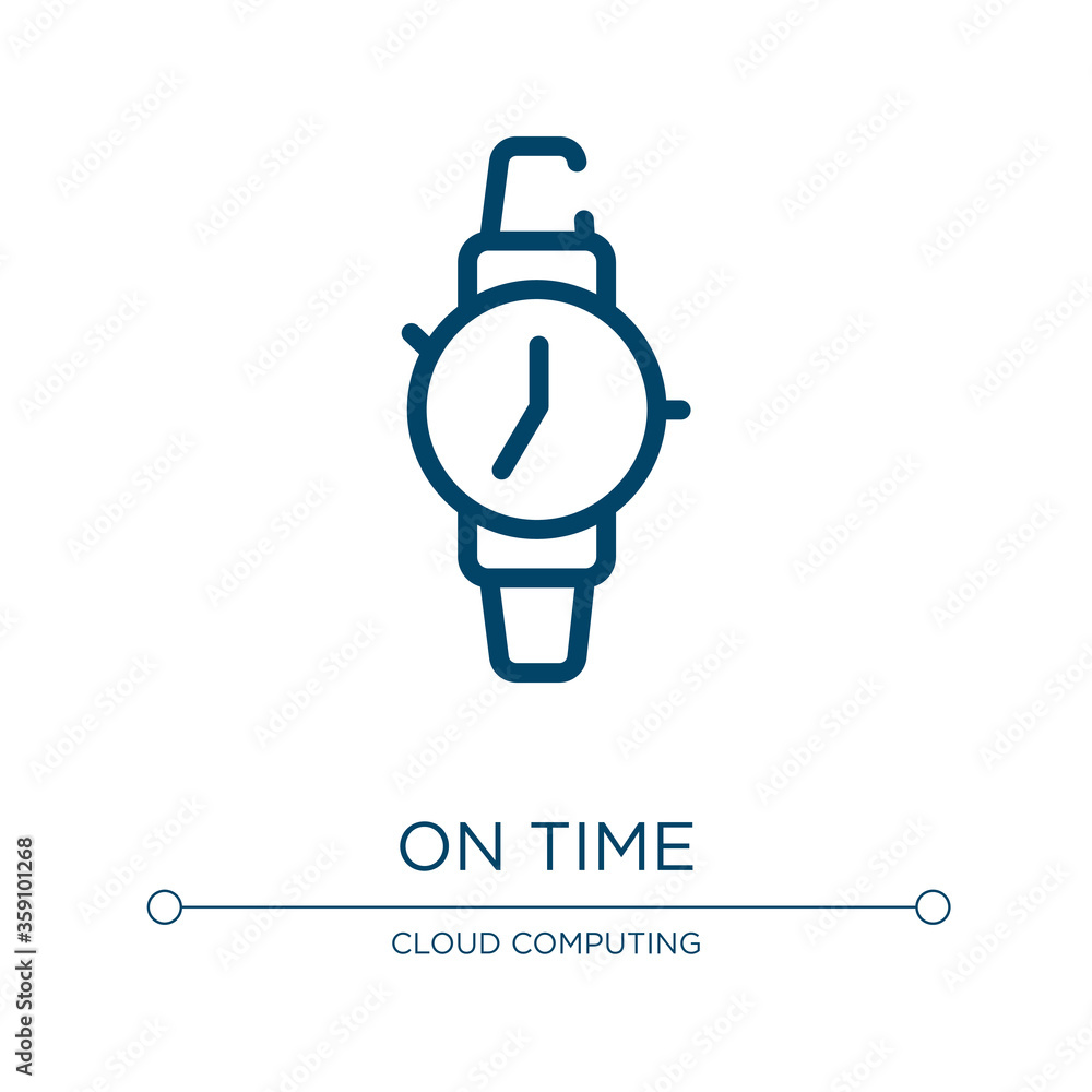 Poster on time icon. linear vector illustration from material devices collection. outline on time icon vect