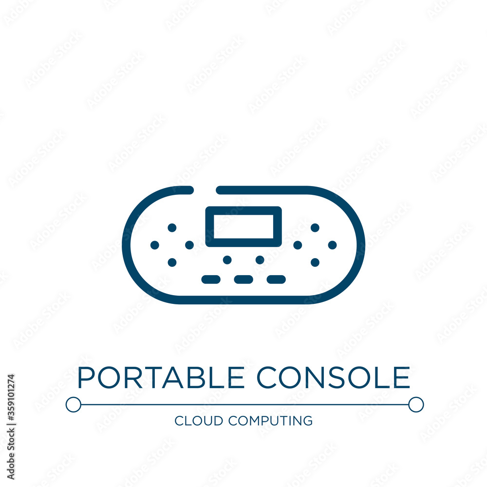 Poster portable console icon. linear vector illustration from material devices collection. outline portable