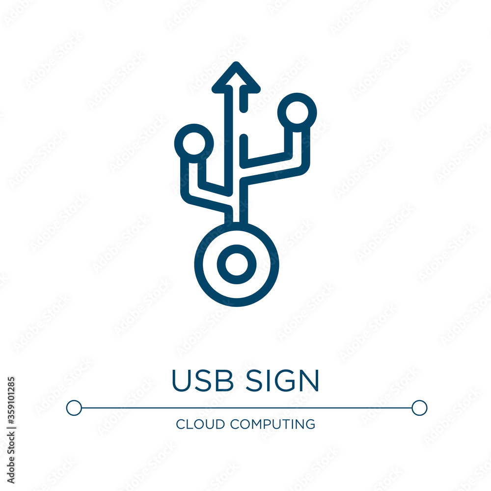 Poster usb sign icon. linear vector illustration from material devices collection. outline usb sign icon ve