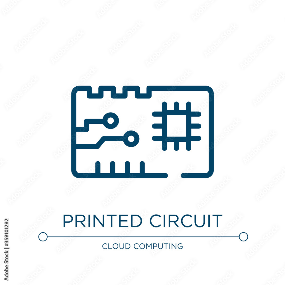 Poster printed circuit icon. linear vector illustration from material devices collection. outline printed c